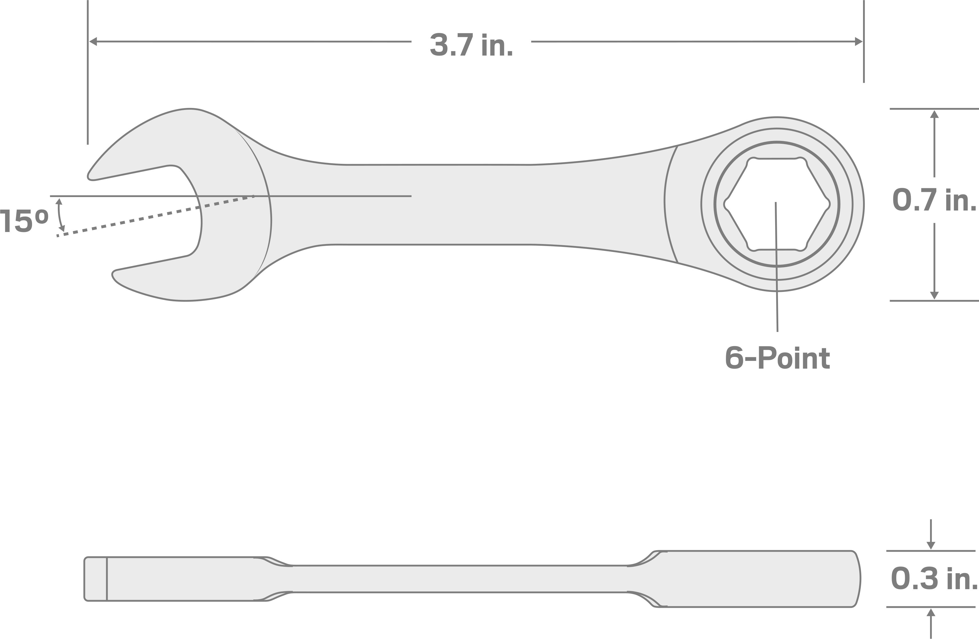 Specs for 5/16 Inch Stubby Ratcheting Combination Wrench